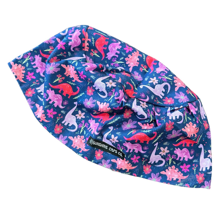 Dinosaur Navy Euro Scrub Cap for Women, by Sunshine Caps Co