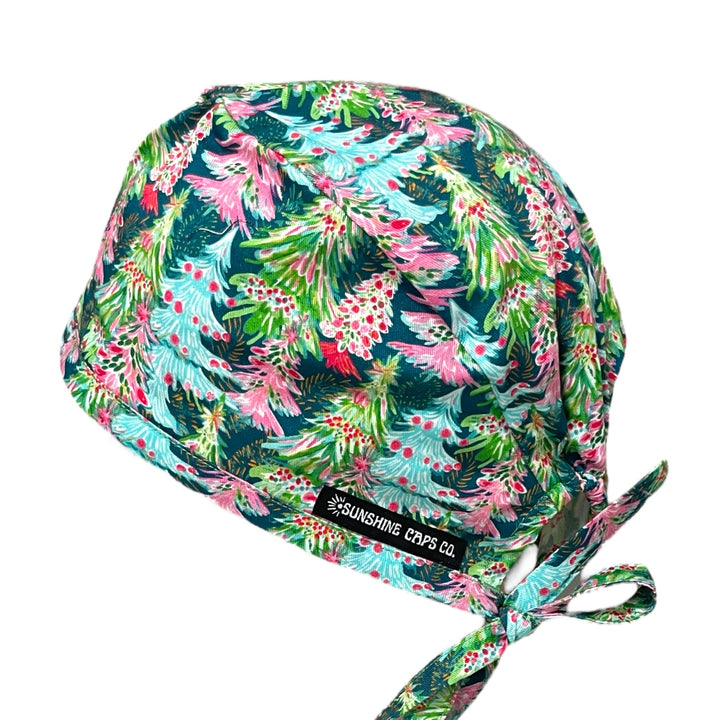 Merry Christmas Trees Men's Scrub Cap Surgical Hat, by Sunshine Caps Co