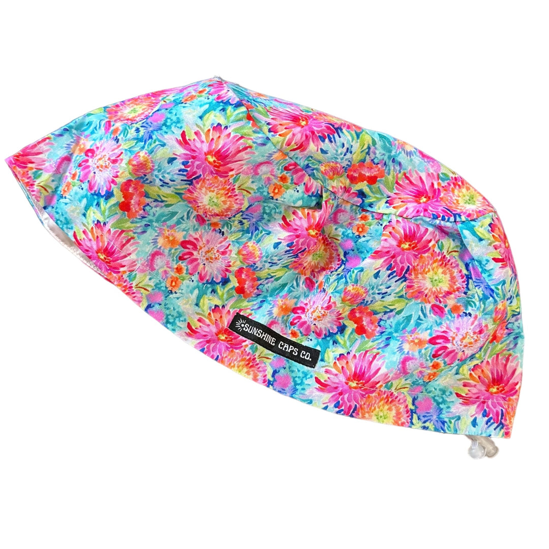 Preppy Floral Euro Scrub Cap for Women, by Sunshine Caps Co