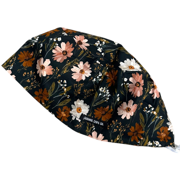 Dark & Moody Floral- Euro Scrub Cap