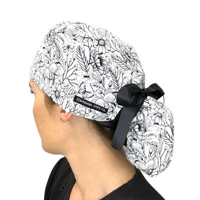 Hand Drawn Floral- Ponytail
