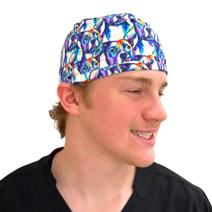Pit Bull Watercolor- Classic/Men's Scrub Cap
