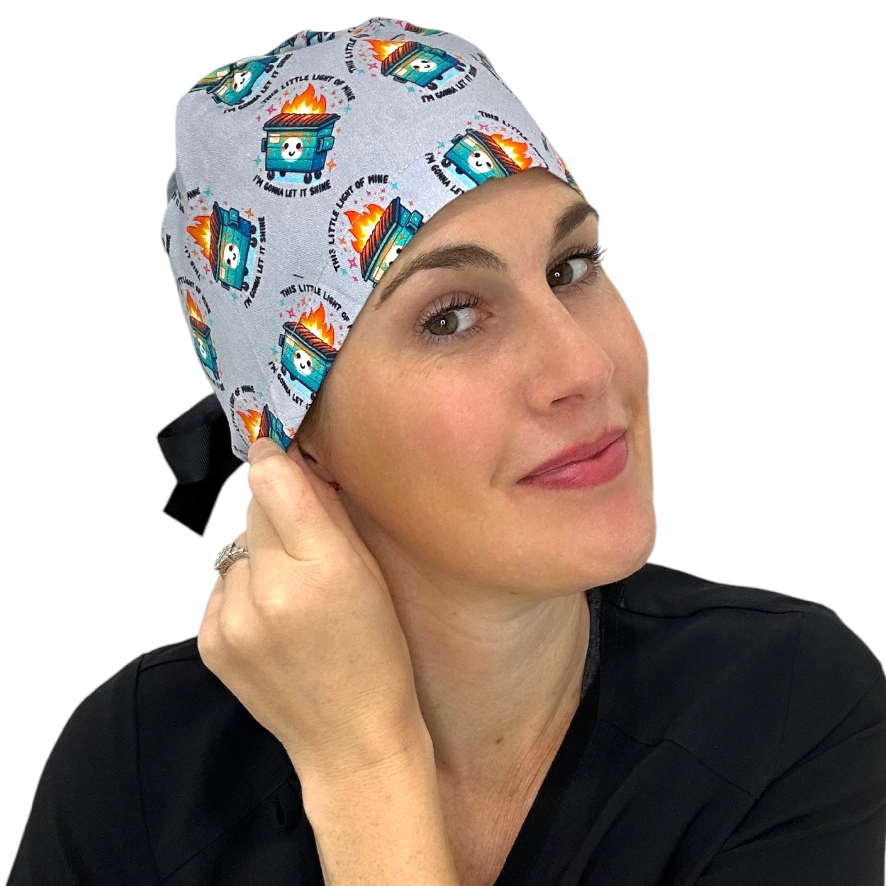 Dumpster Fire- Funny Ponytail Scrub Cap