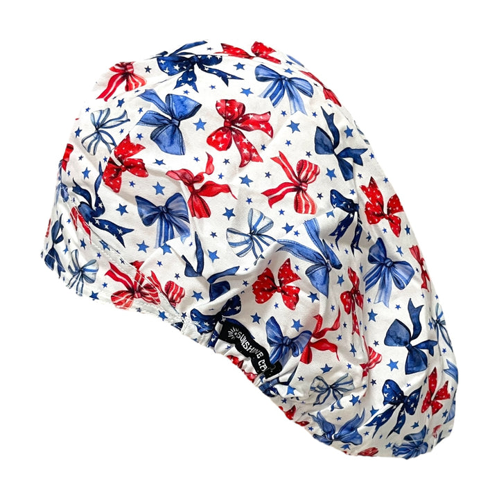 Red, White & Bows- Bouffant Scrub Cap