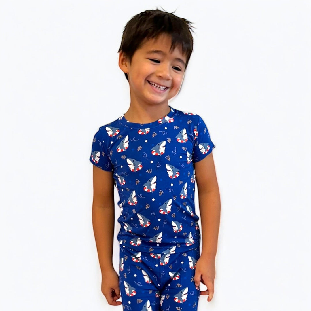 Shark Floaties Short Sleeve Two-Piece PJ's