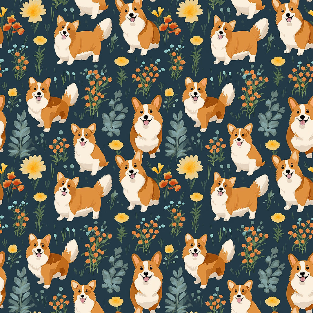 Corgi Dog Floral Ponytail Scrub Cap for Women, By Sunshine Caps Co.