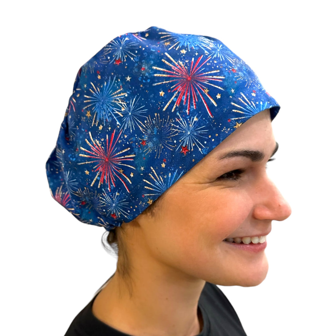 Firework Euro Scrub Cap for Women, by Sunshine Caps Co