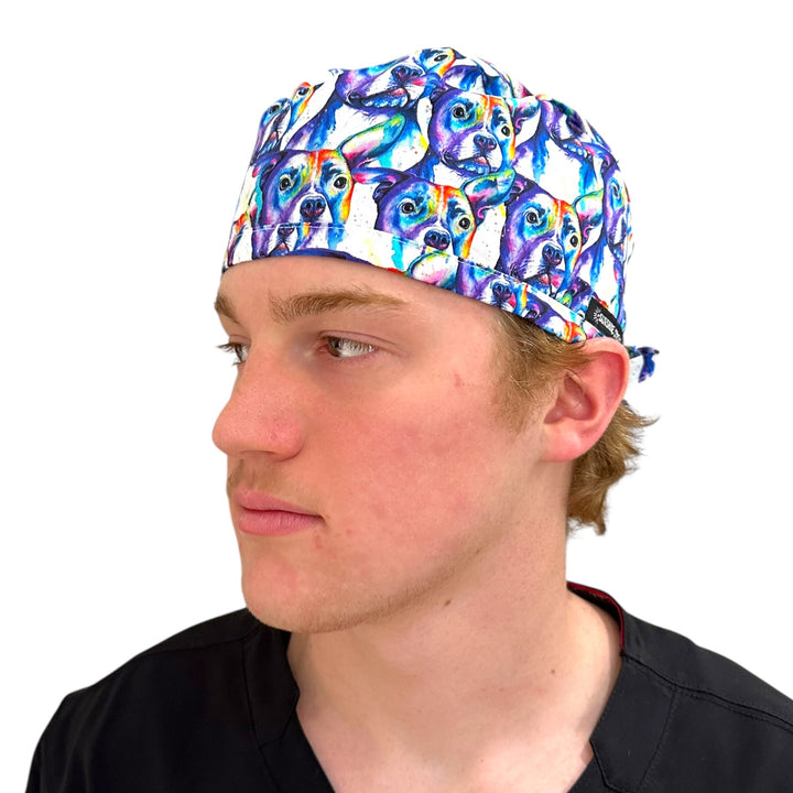 Pit Bull Watercolor- Classic/Men's Scrub Cap