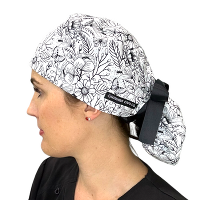 Hand Drawn Floral- Ponytail