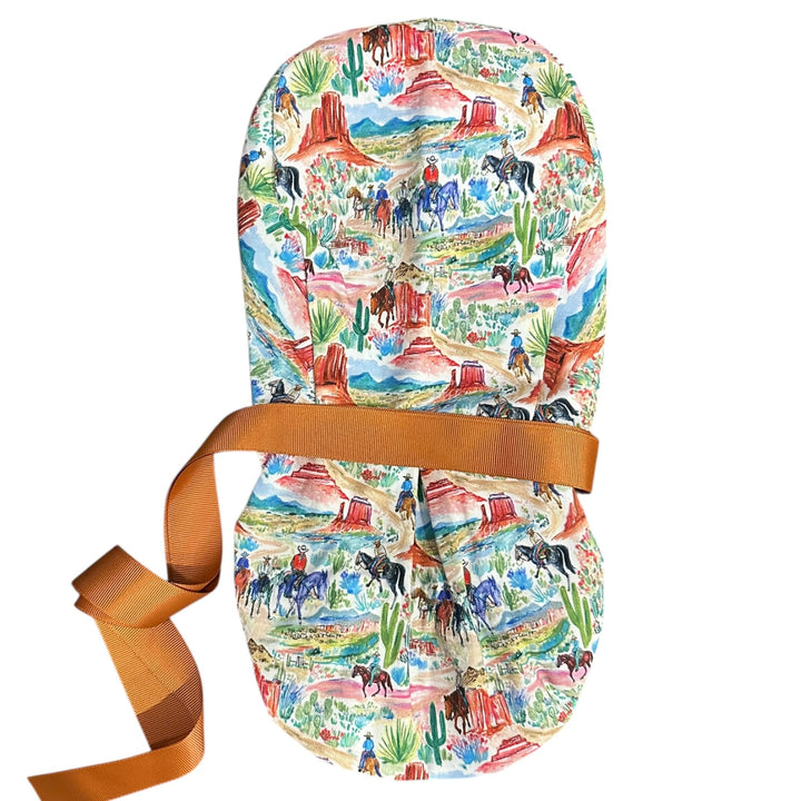 Western Watercolor- Ponytail Scrub Cap