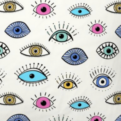 Evil Eyes White- Ponytail