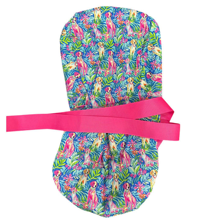 tropical Dog floral Ponytail Scrub Cap for Women, By Sunshine Caps Co.