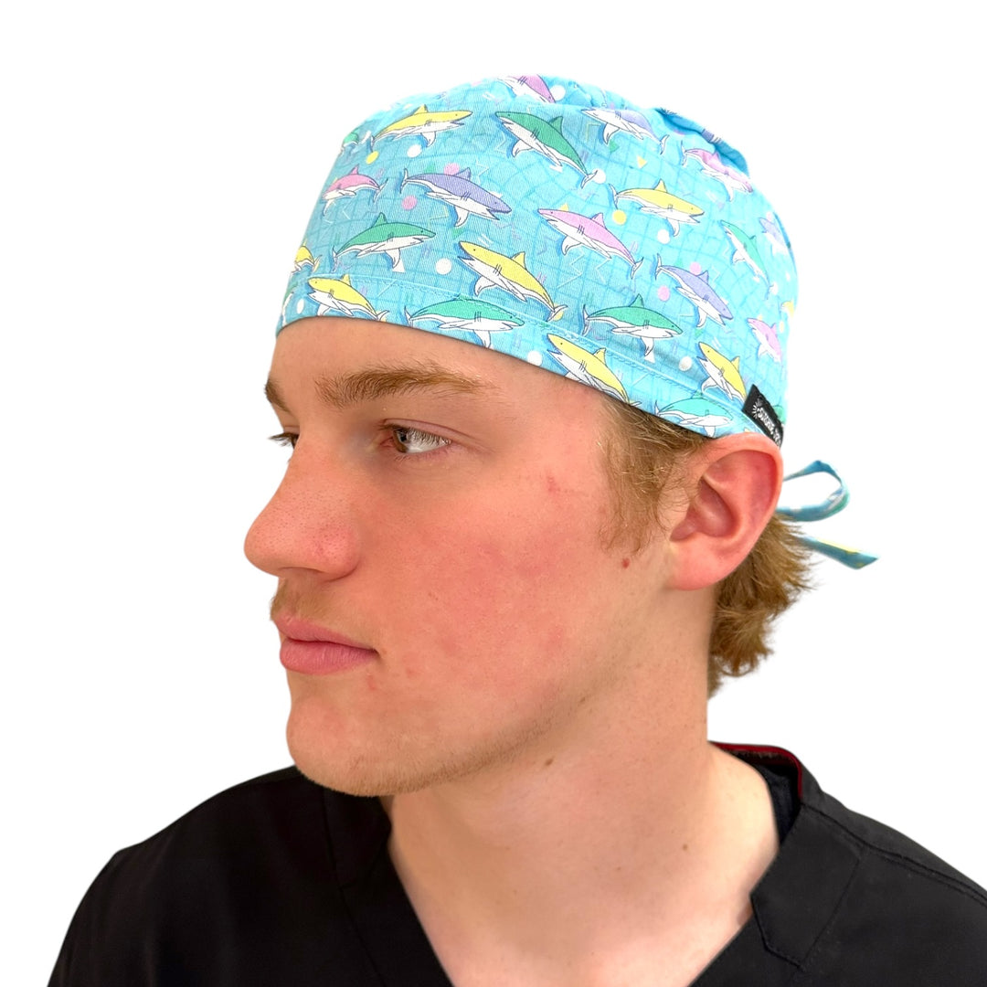 Retro Sharks- Classic/Men's Scrub Cap