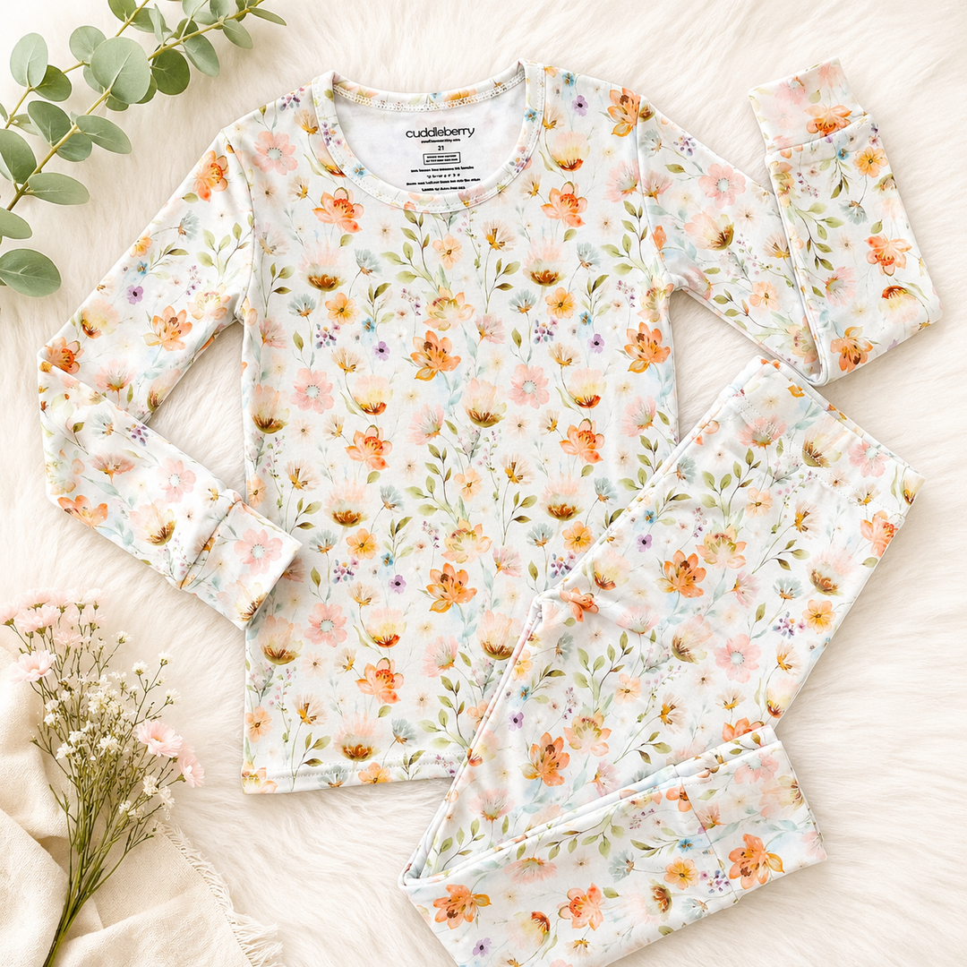 Vintage Floral Long Sleeve Two-Piece PJ's