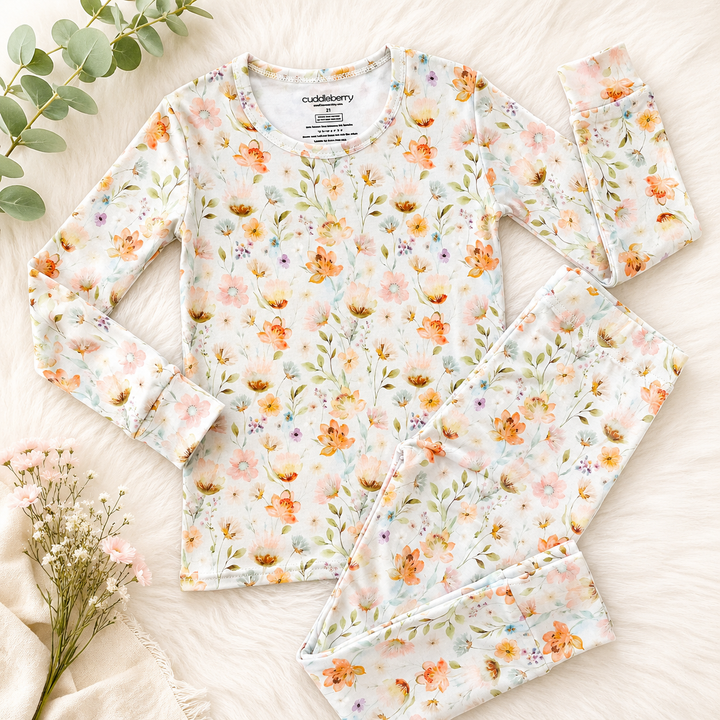Vintage Floral Long Sleeve Two-Piece PJ's