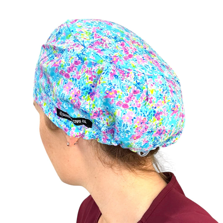 Electric Blooms- Euro Scrub Cap