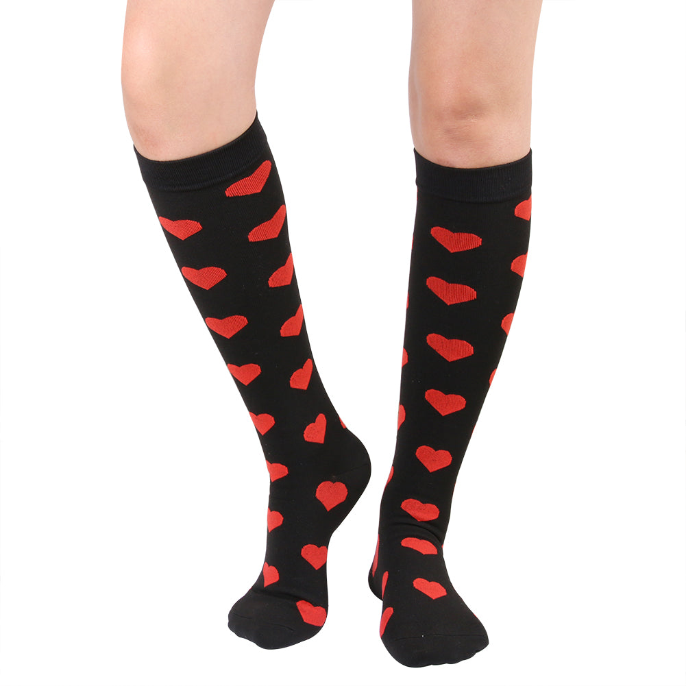 Valentine Hearts BLACK- Compression Socks