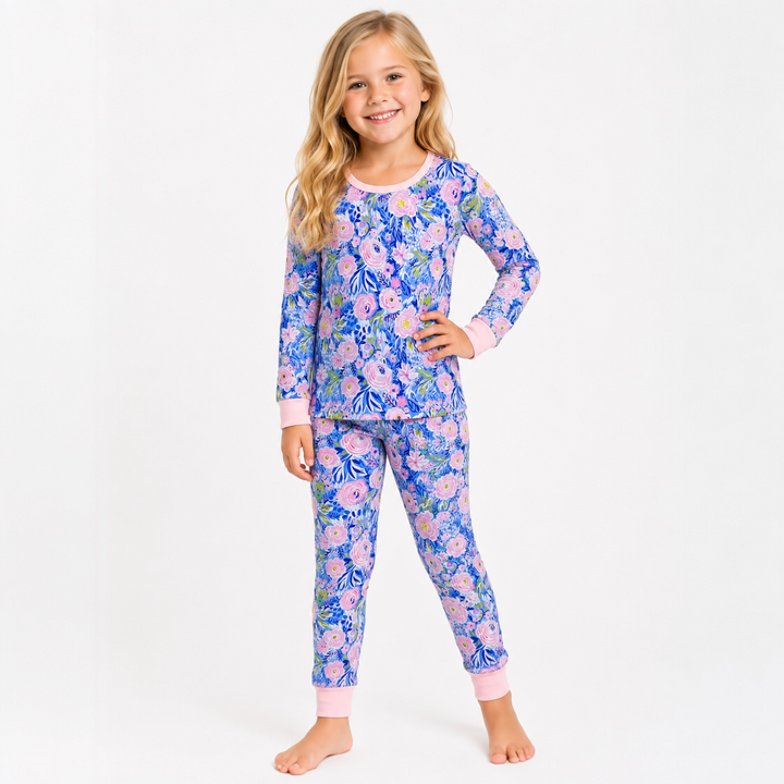 Painted Peonies Long Sleeve Two-Piece PJ's