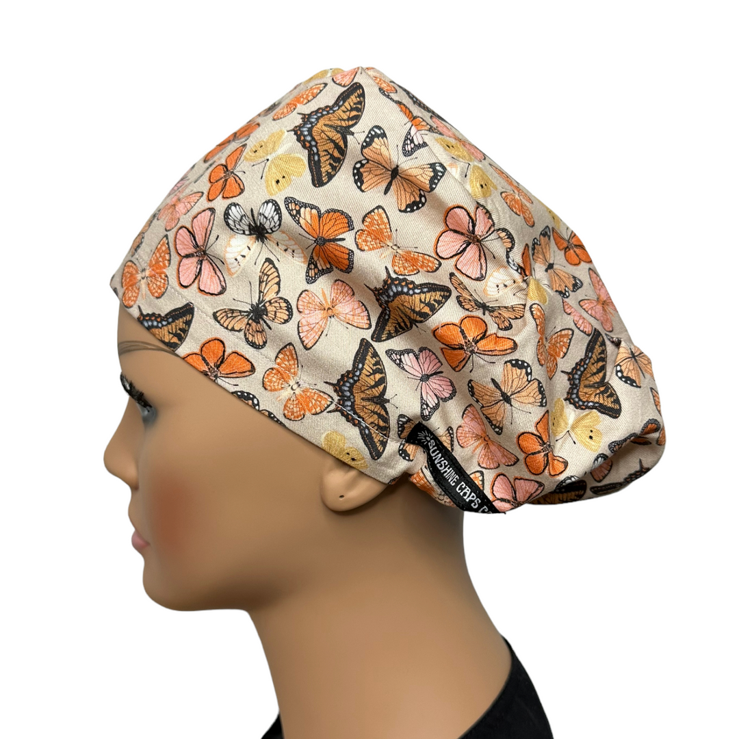 Boho Butterfly Euro Scrub Cap for Women, by Sunshine Caps Co