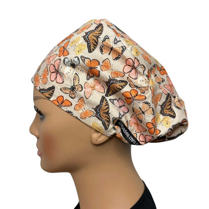 Boho Butterfly Euro Scrub Cap for Women, by Sunshine Caps Co