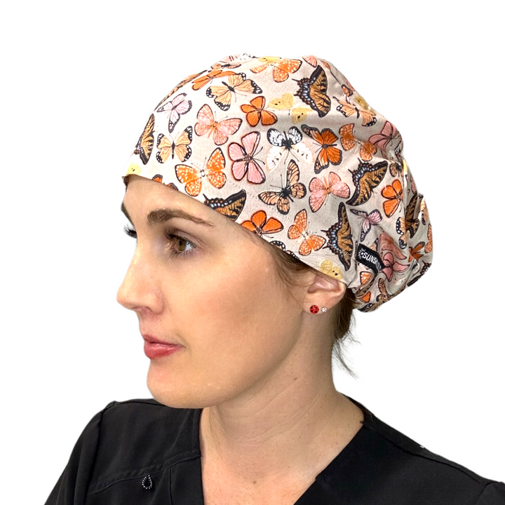 Boho Butterfly Euro Scrub Cap for Women, by Sunshine Caps Co