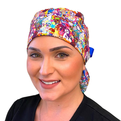Lisa Frank Ponytail Scrub Cap