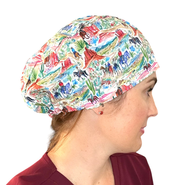 Western Watercolor- Euro Scrub Cap