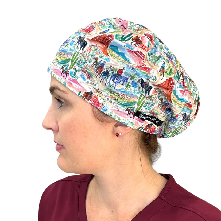 Western Watercolor- Euro Scrub Cap