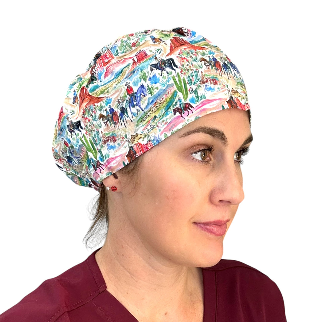 Western Watercolor- Euro Scrub Cap