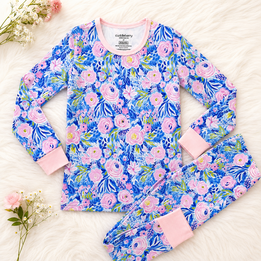 Painted Peonies Long Sleeve Two-Piece PJ's