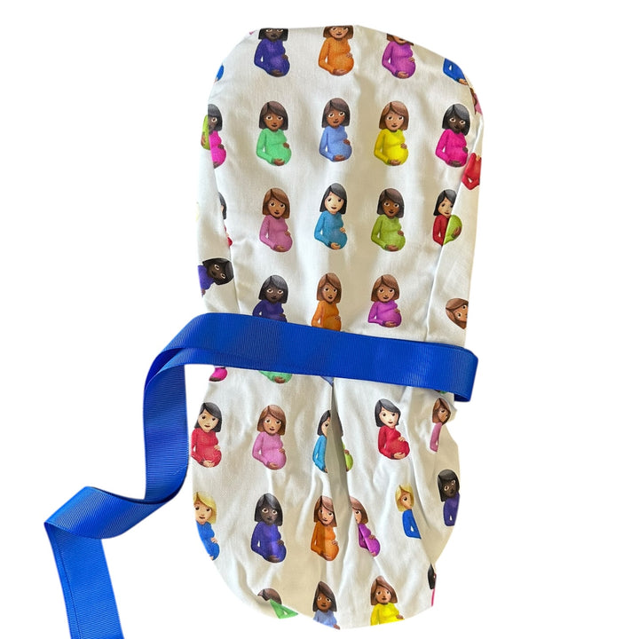 Maternity White- Ponytail Scrub Cap