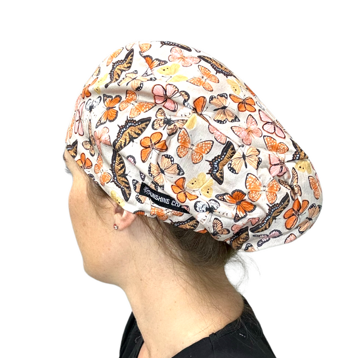 Boho Butterfly Euro Scrub Cap for Women, by Sunshine Caps Co