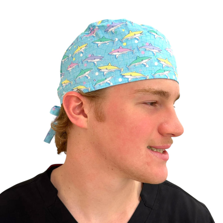 Retro Sharks- Classic/Men's Scrub Cap