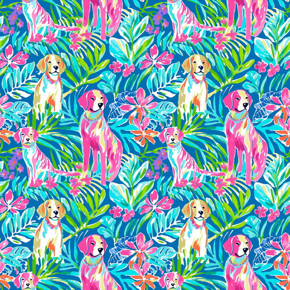Tropical Dog floral Ponytail Scrub Cap for Women, By Sunshine Caps Co.