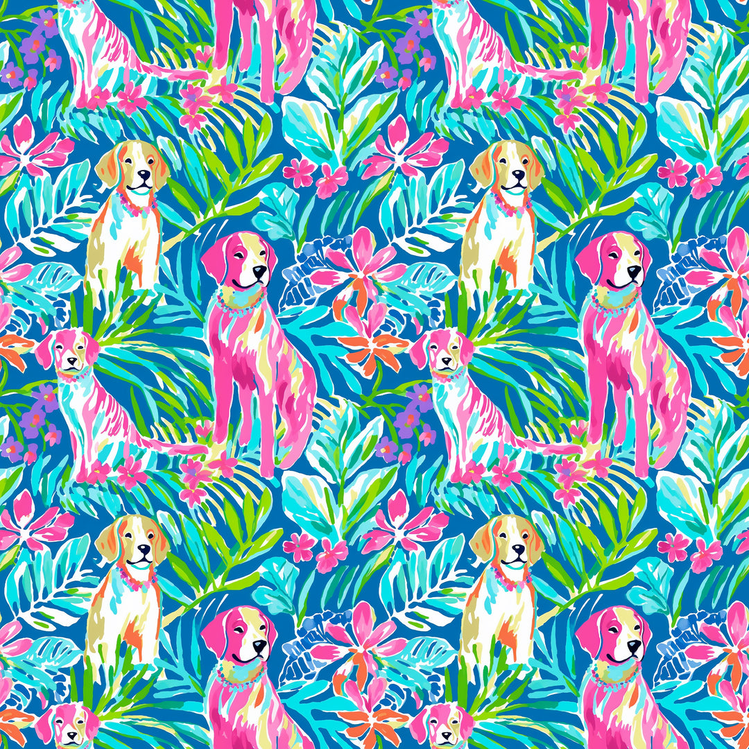 Tropical Dog floral Ponytail Scrub Cap for Women, By Sunshine Caps Co.