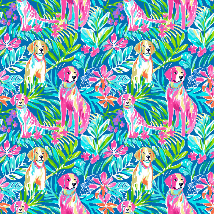 Tropical Dog floral Ponytail Scrub Cap for Women, By Sunshine Caps Co.