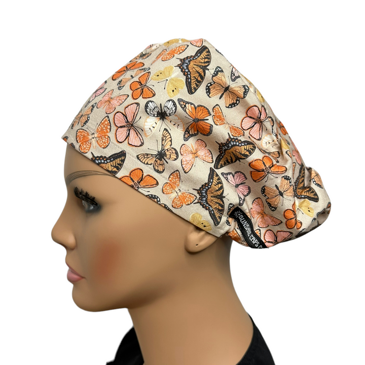 Boho Butterfly Euro Scrub Cap for Women, by Sunshine Caps Co