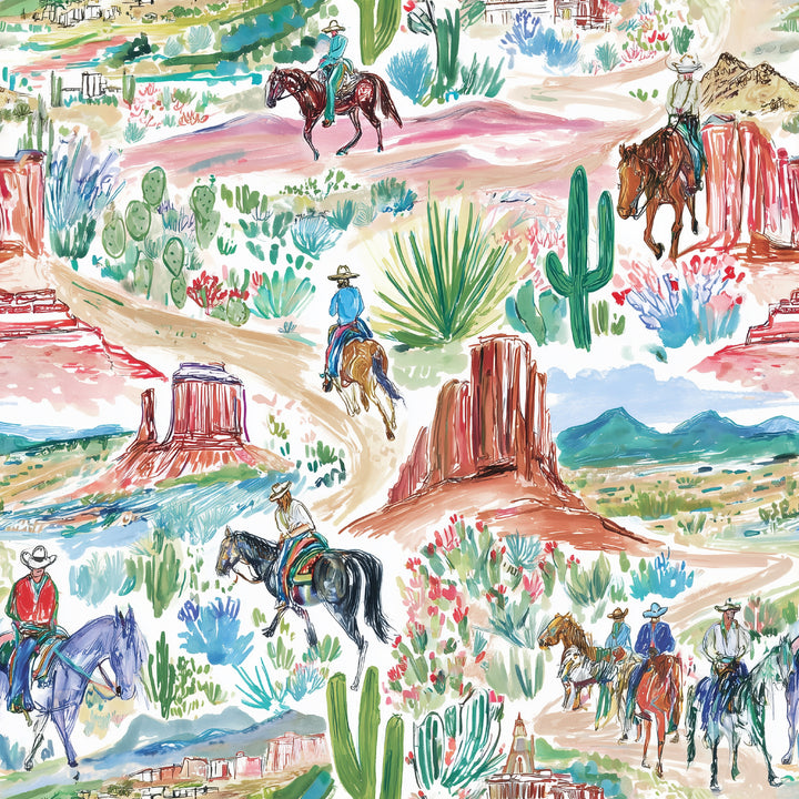 Western Watercolor- Ponytail Scrub Cap