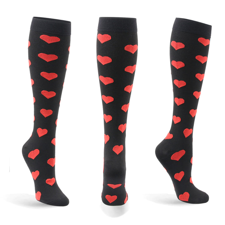 Valentine Hearts BLACK- Compression Socks