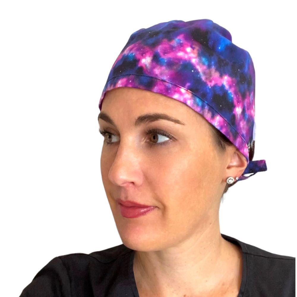 solar sky galaxy unisex surgical scrub cap