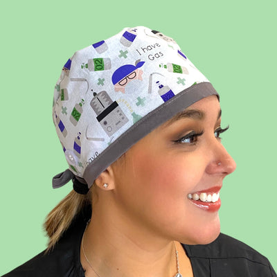 i have gas surgical scrub cap with buttons and satin lining by sunshine shops co