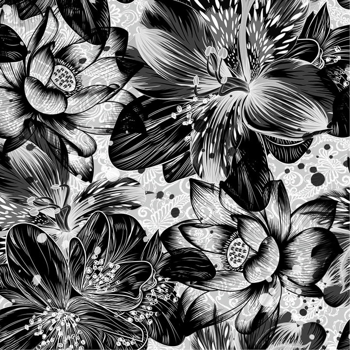 Black Floral Sketch- Bouffant