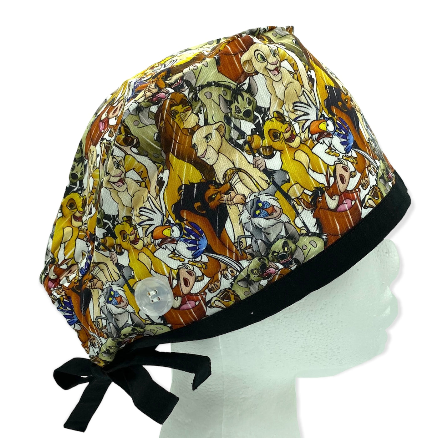 lion king disney surgical scrub cap with ear buttons and satin lining. Best unisex scrub hats