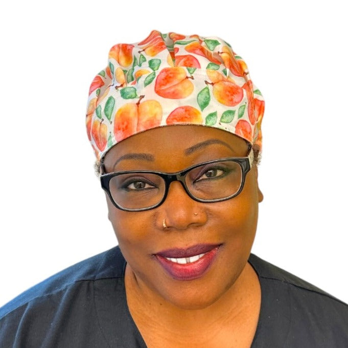 just peachy- bouffant scrub cap for long hair