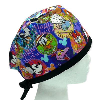 disney pass holder surgical scrub cap with ear buttons