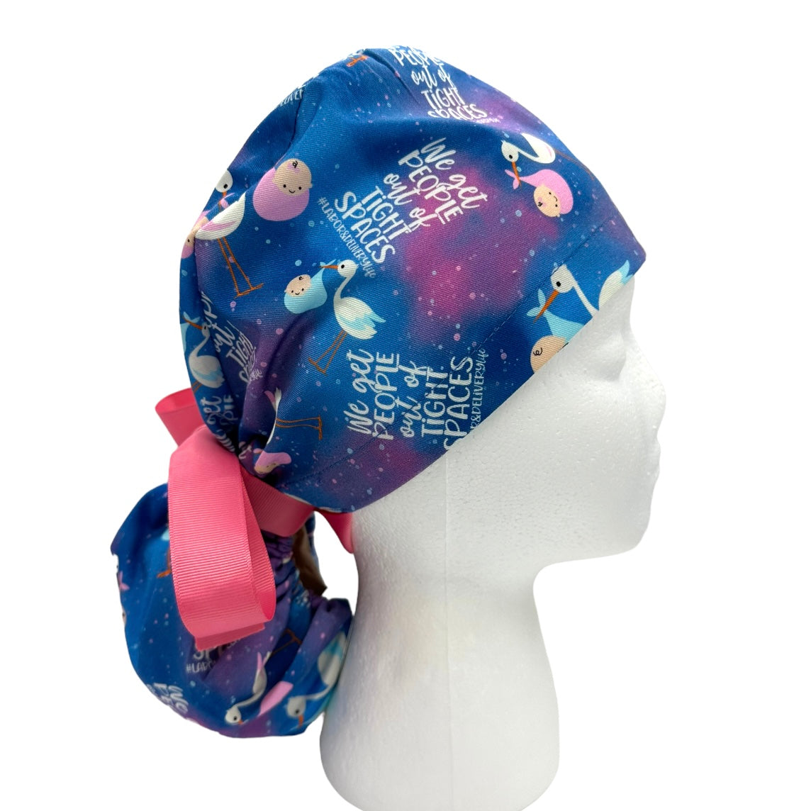 we get people out of tight spaces. labor and delivery ponytail scrub cap