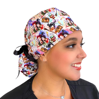 Hocus Pocus Watercolor- Ponytail Scrub Cap