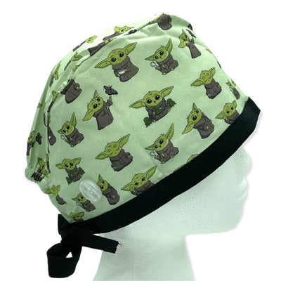 baby yoda star wars surgical scrub cap with buttons and satin lining. best scrub hats by sunshine shops co