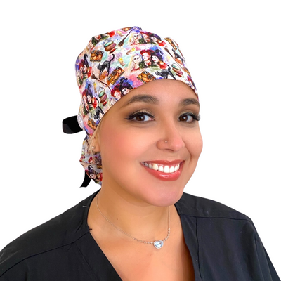 Hocus Pocus Watercolor- Ponytail Scrub Cap